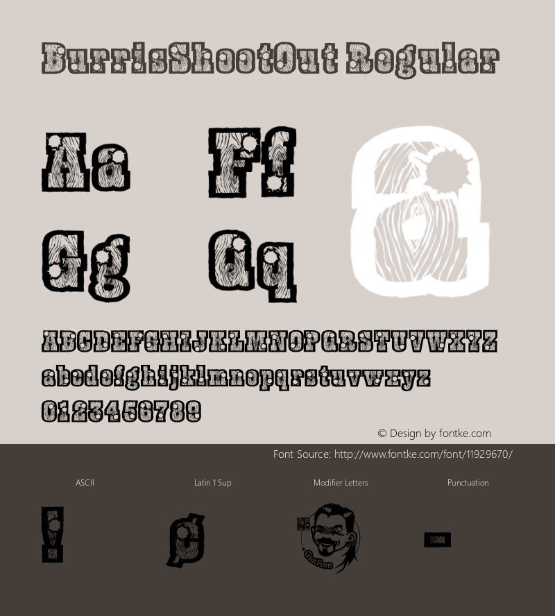 BurrisShootOut Regular Macromedia Fontographer 4.1.5 11/3/01图片样张