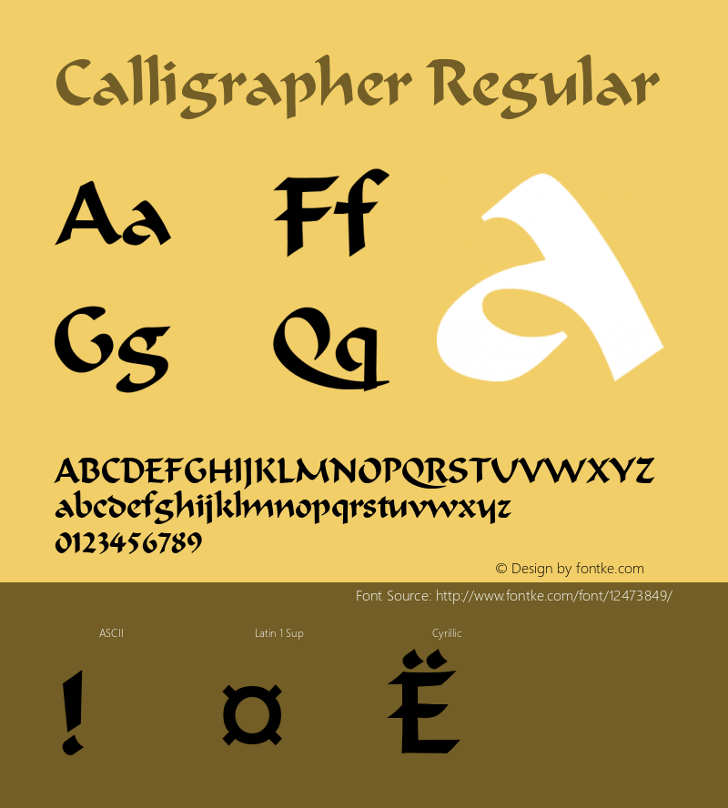 Calligrapher Regular Altsys Fontographer 3.5  5/26/92图片样张