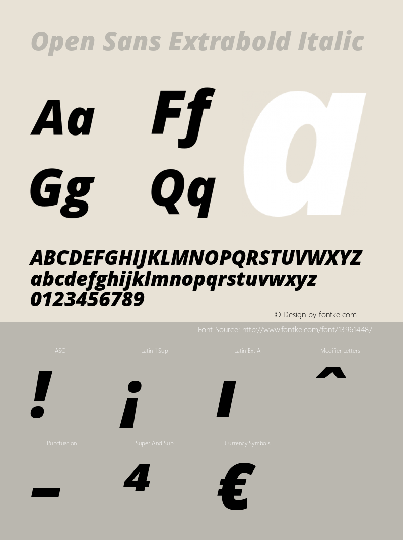 Open Sans Extrabold Italic Version 1.10图片样张