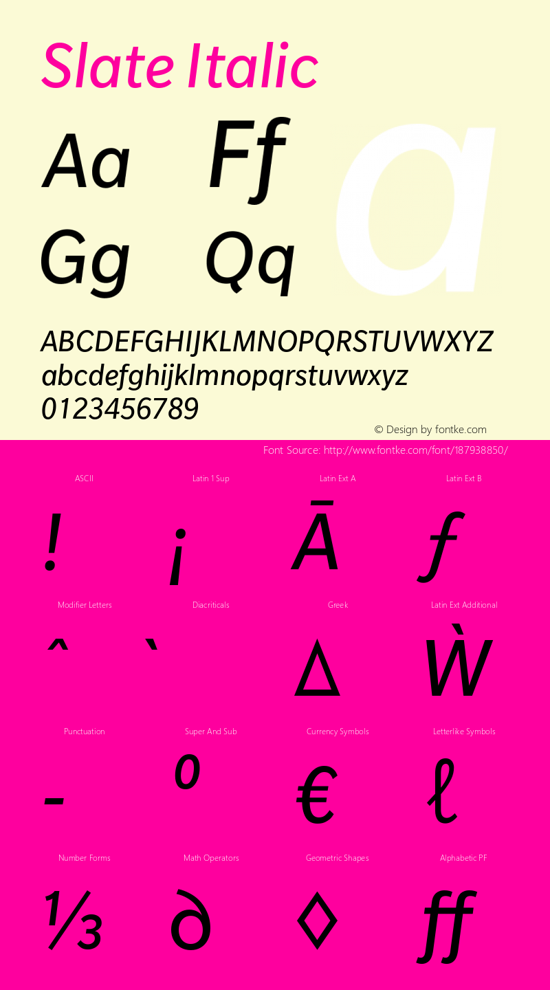 Slate Italic Version 1.01, build 10, s3图片样张