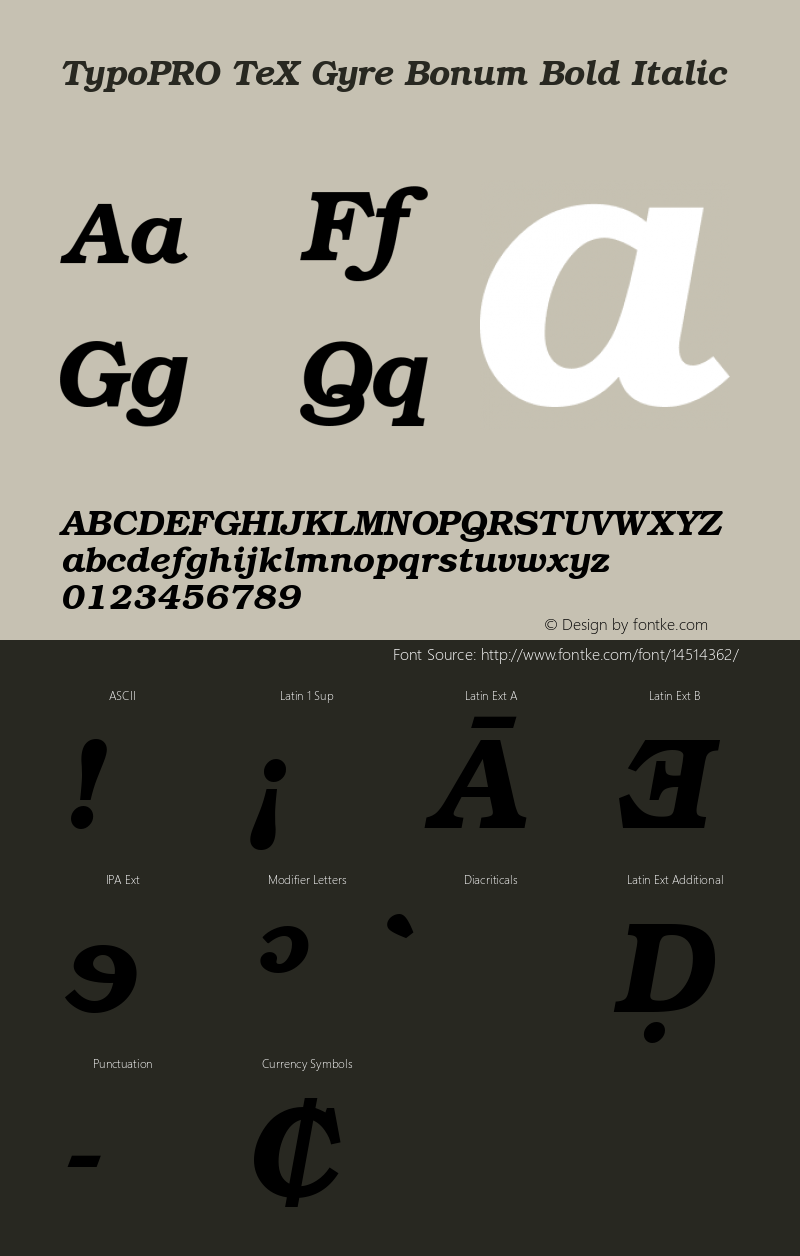 TypoPRO TeX Gyre Bonum Bold Italic Version 2.004;PS 2.004;hotconv 1.0.49;makeotf.lib2.0.14853图片样张