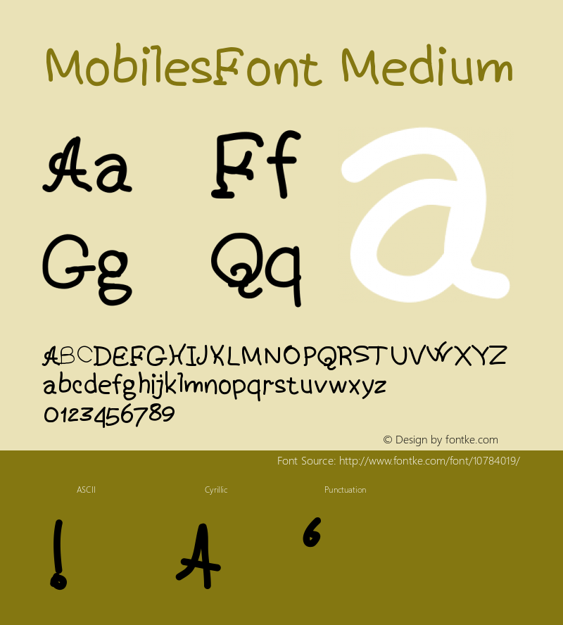 MobilesFont Medium Version 001.000图片样张