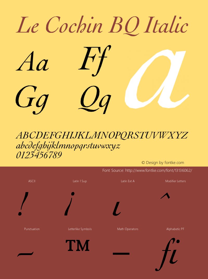 Le Cochin BQ Italic Version 001.000图片样张