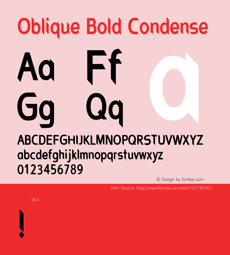 Oblique Bold Condense Version 1.000图片样张