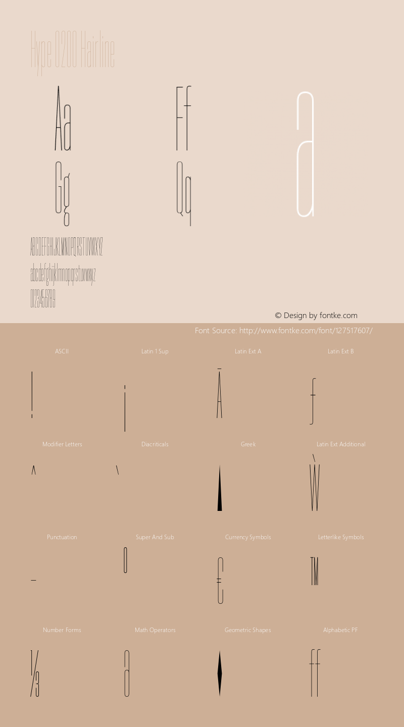 Hype 0200 Hairline Version 1.000;hotconv 1.0.109;makeotfexe 2.5.65596图片样张