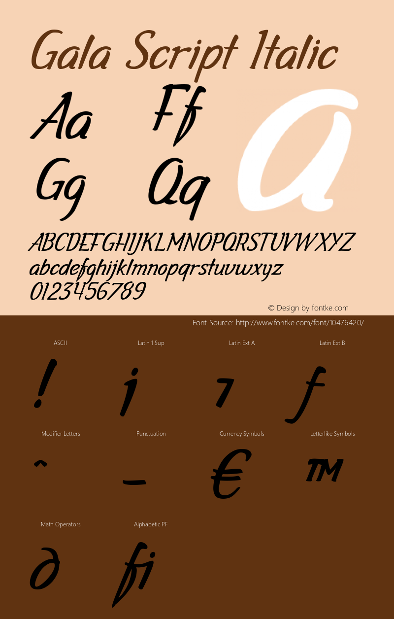 Gala Script Italic Version 1.000图片样张