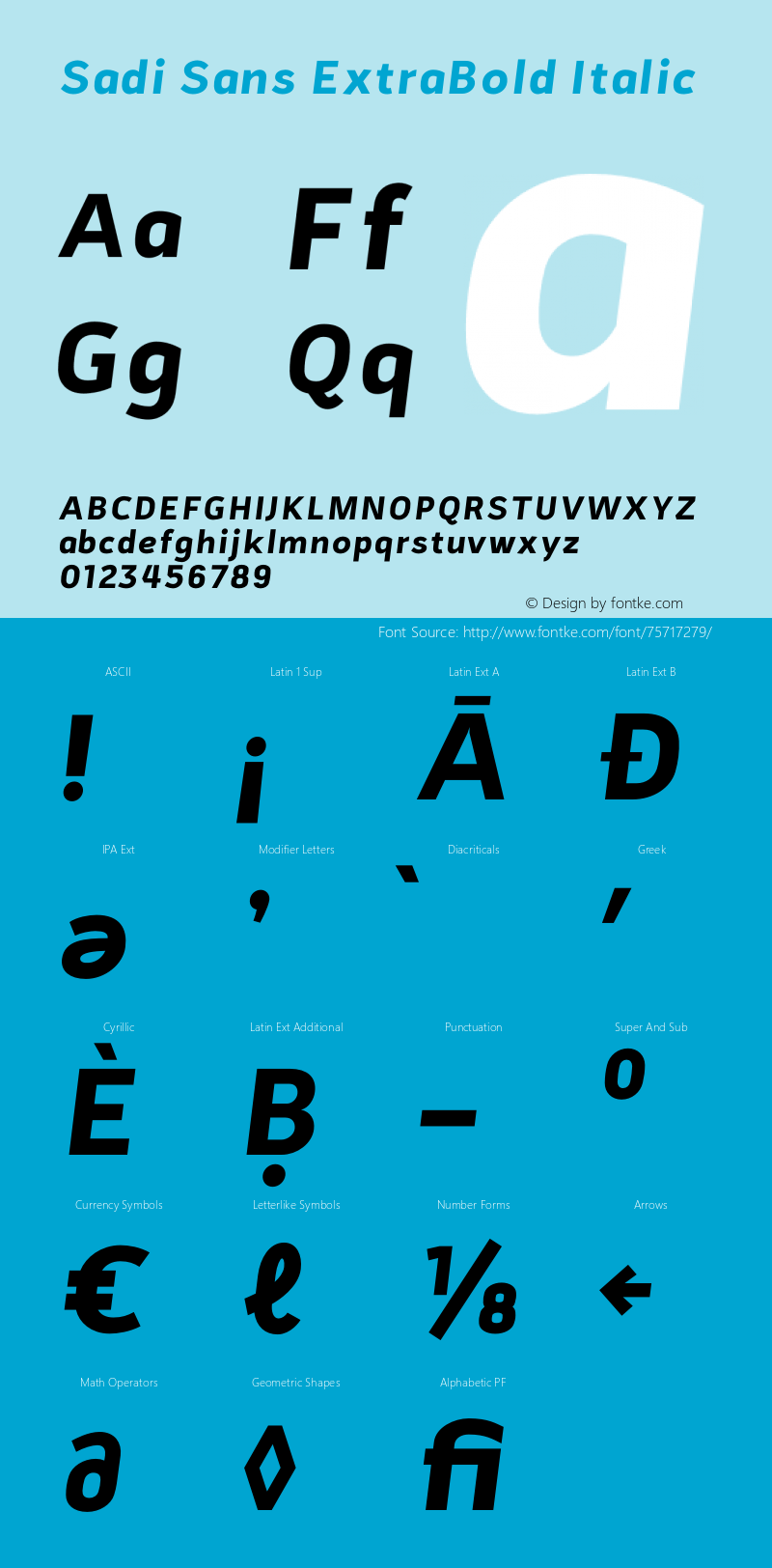 Sadi Sans ExtraBold Italic Version 1.000;hotconv 1.0.109;makeotfexe 2.5.65596图片样张
