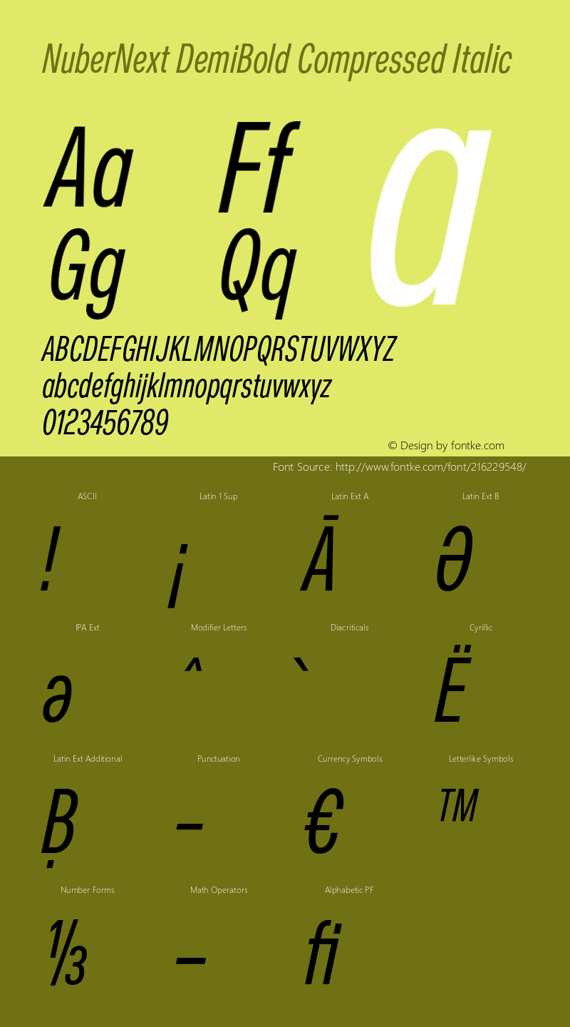 NuberNext DemiBold Compressed Italic Version 001.002 February 2020图片样张