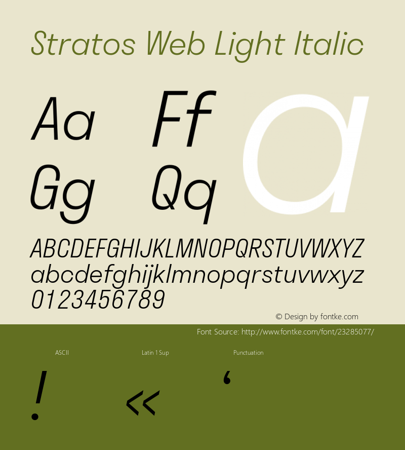 Stratos Web Light Italic Version 1.004;PS 1.4;hotconv 1.0.88;makeotf.lib2.5.647800; ttfautohint (v1.3.34-f4db)图片样张