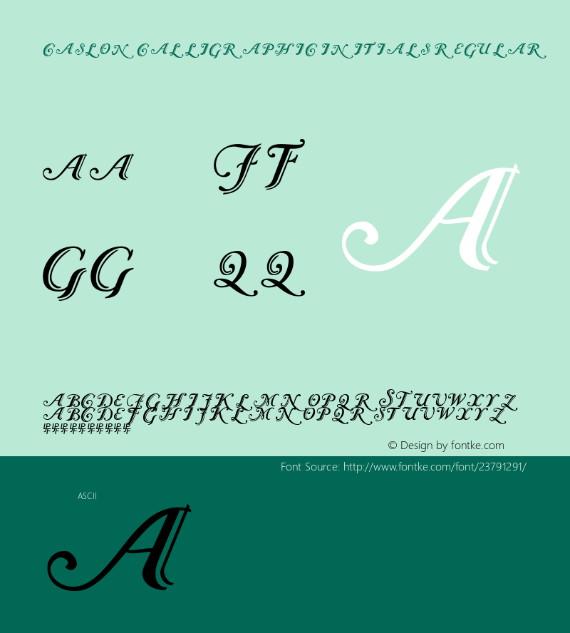 ZW Caslon Initials Version 1.0; 2002; initial release图片样张