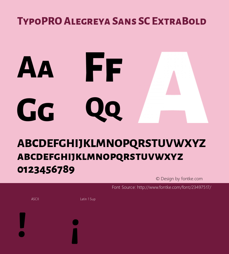 TypoPRO Alegreya Sans SC ExtraBold Version 1.001;PS 001.001;hotconv 1.0.70;makeotf.lib2.5.58329 DEVELOPMENT; ttfautohint (v0.97) -l 8 -r 50 -G 200 -x 17 -f dflt -w G -W图片样张