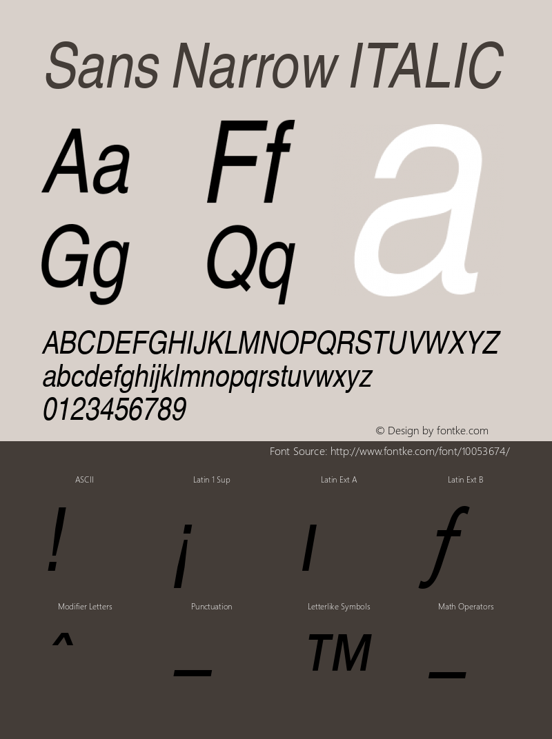 Sans Narrow ITALIC 001.000图片样张