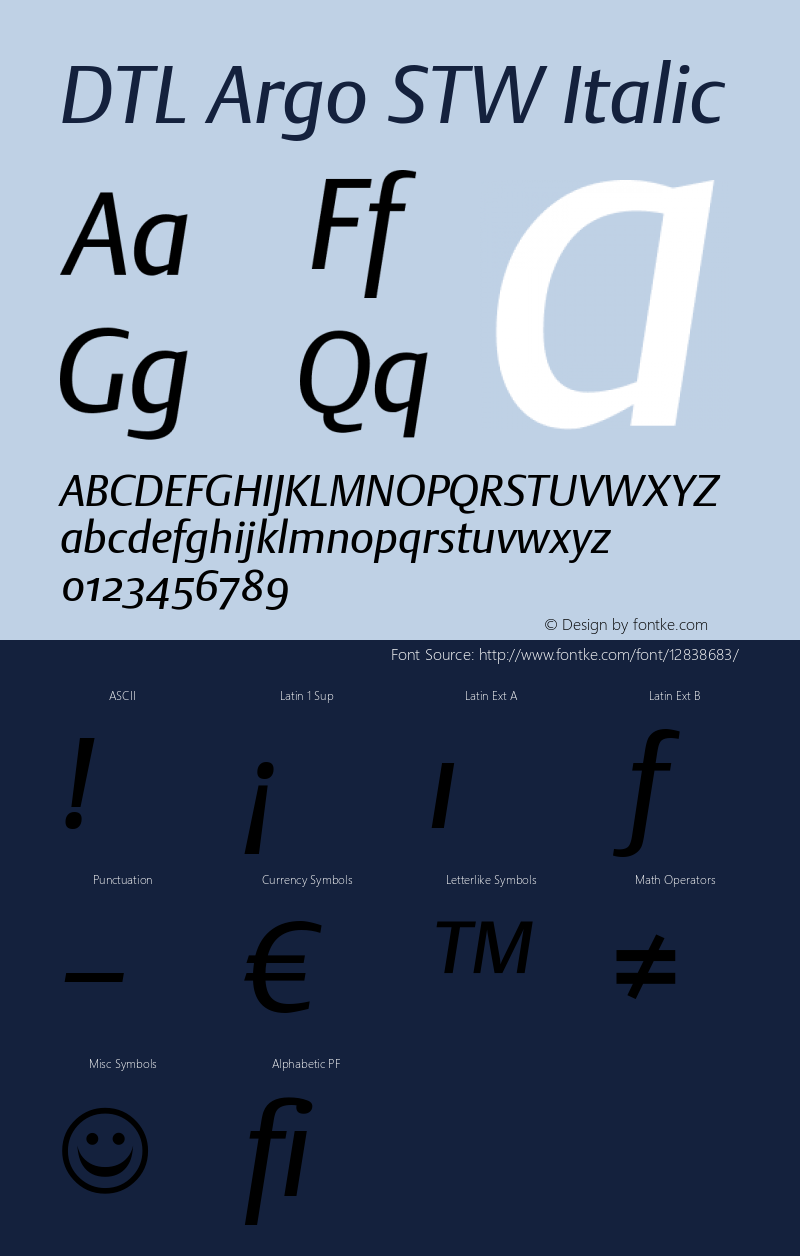 DTL Argo STW Italic Version 001.000图片样张