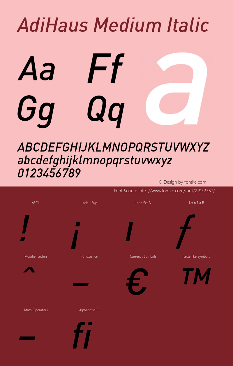 AdiHaus-MediumItalic Version 002.001图片样张