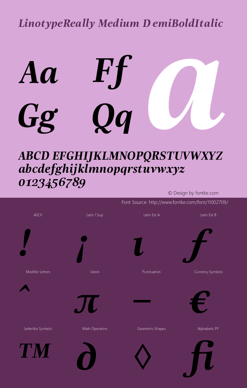 LinotypeReally Medium DemiBoldItalic Version 001.000图片样张