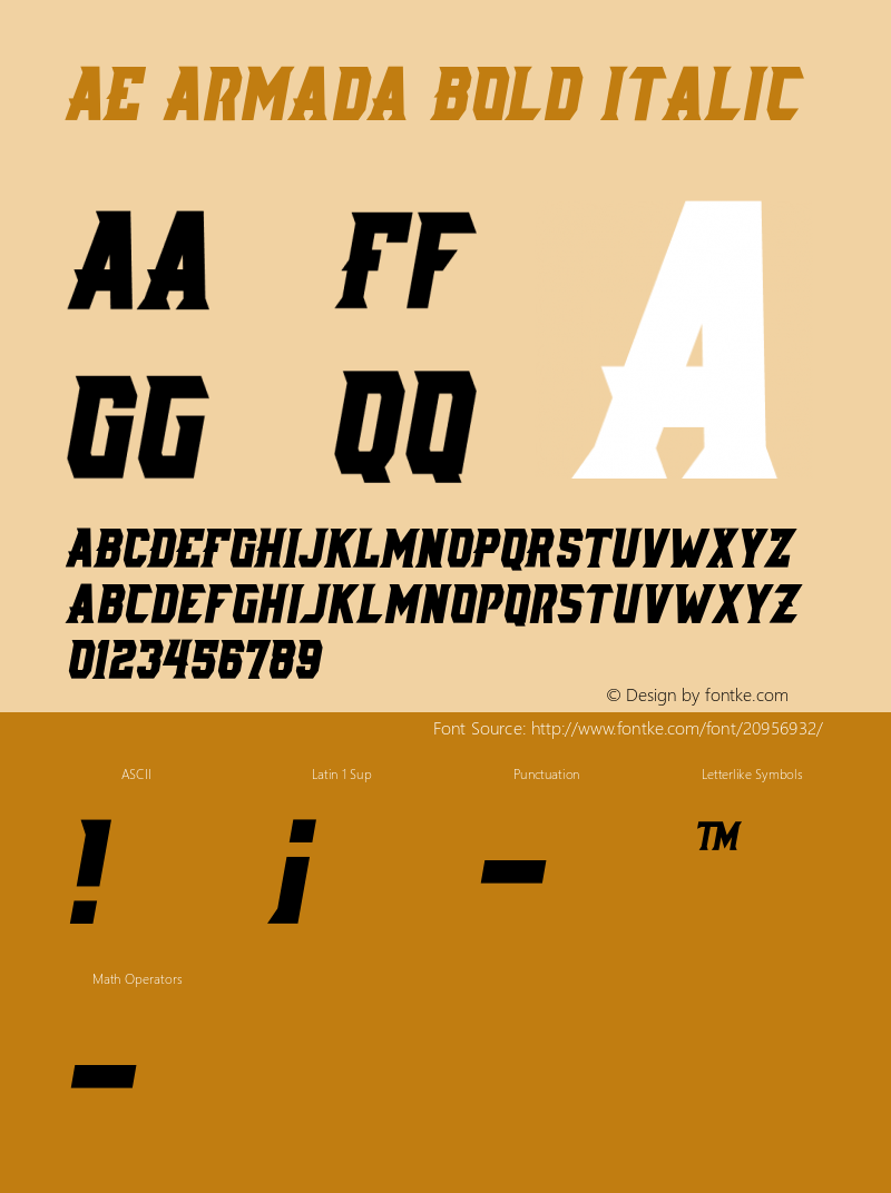 AE Armada Bold Italic Version 1.000;PS 001.000;hotconv 1.0.88;makeotf.lib2.5.64775图片样张