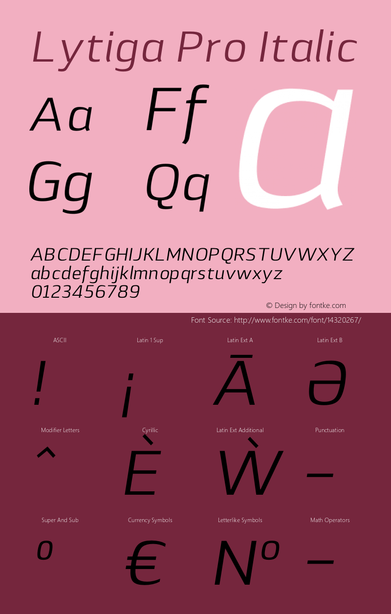 Lytiga Pro Italic Version 1.000; Fonts for Free; vk.com/fontsforfree图片样张