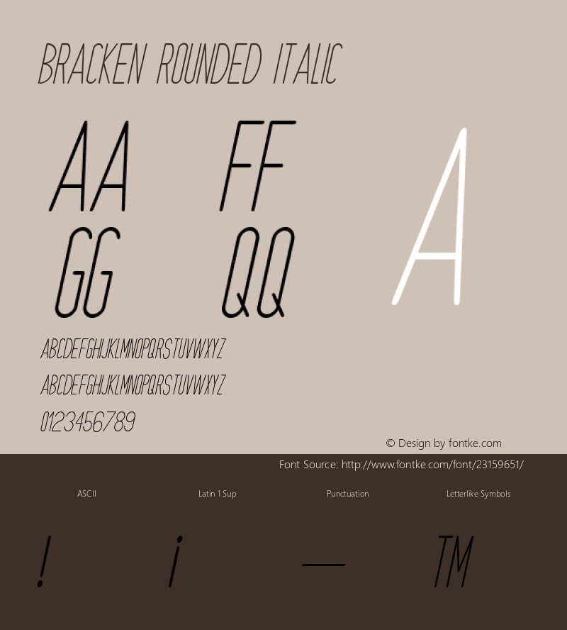 Bracken Rounded Italic Version 1.000图片样张