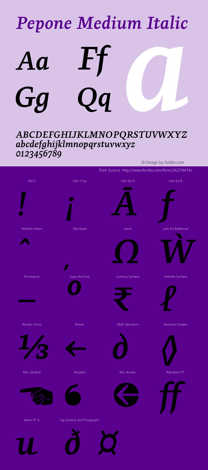 Pepone Medium Italic Version 001.000图片样张