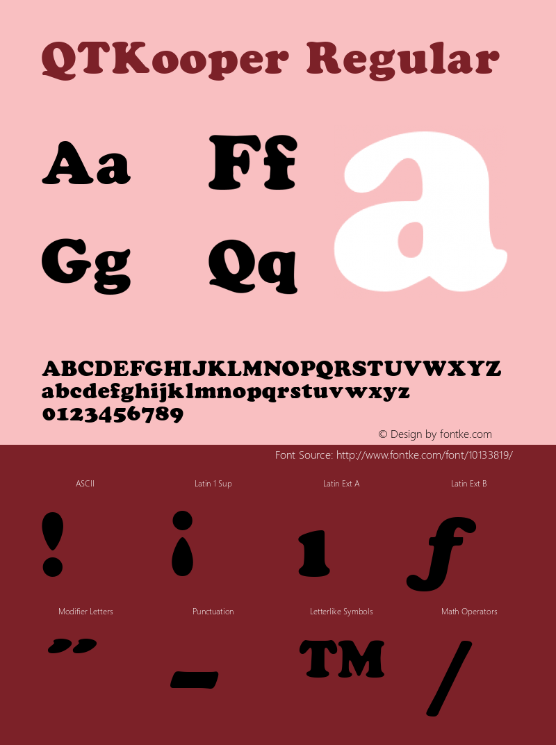 QTKooper Regular QualiType TrueType font  9/18/92图片样张