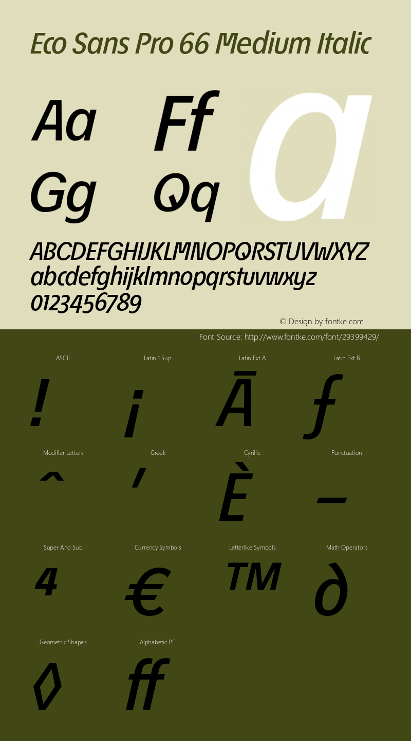 Éco Sans Pro 66 Medium Italic Version 3.007图片样张