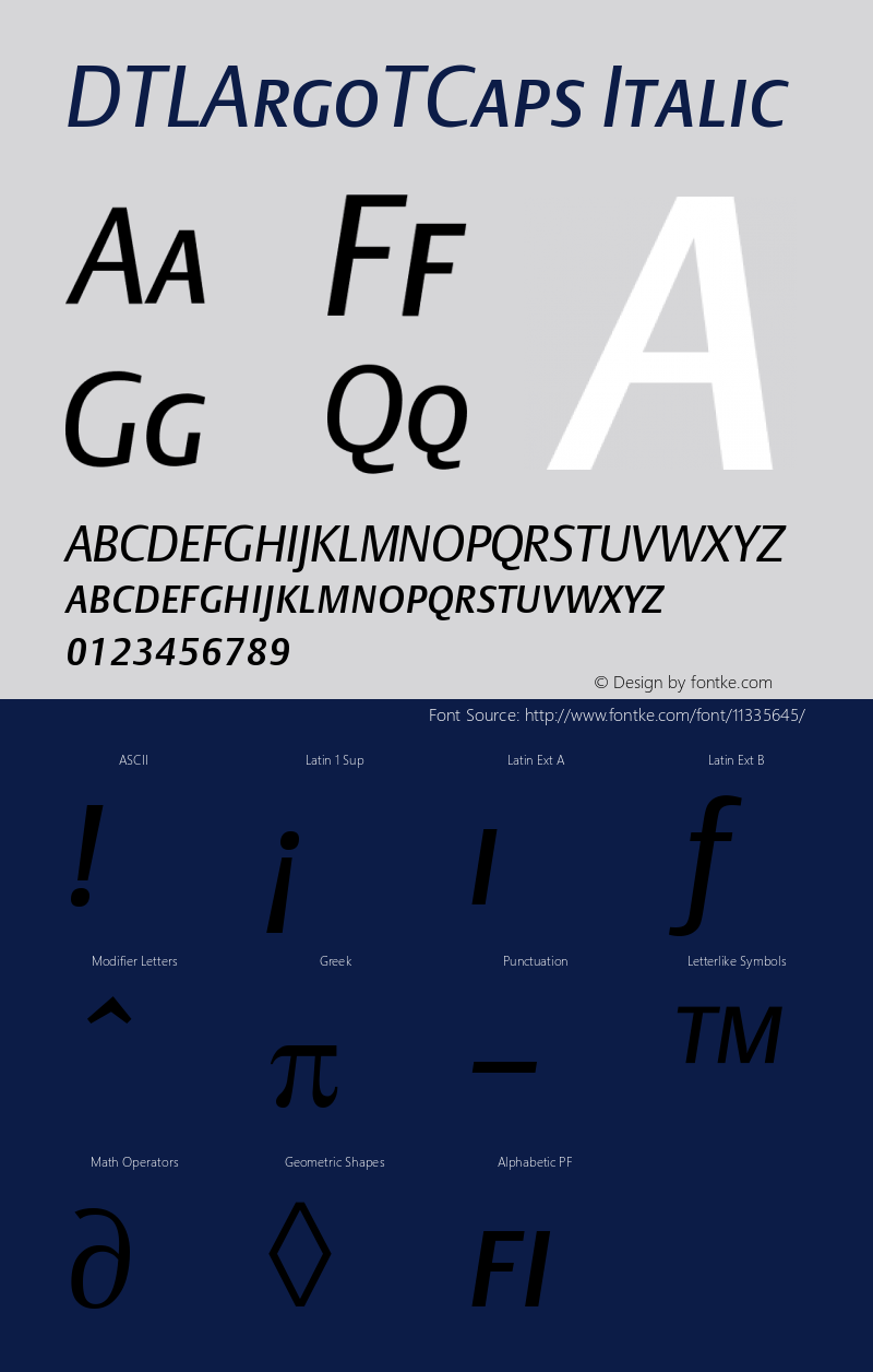 DTLArgoTCaps Italic Version 001.000图片样张