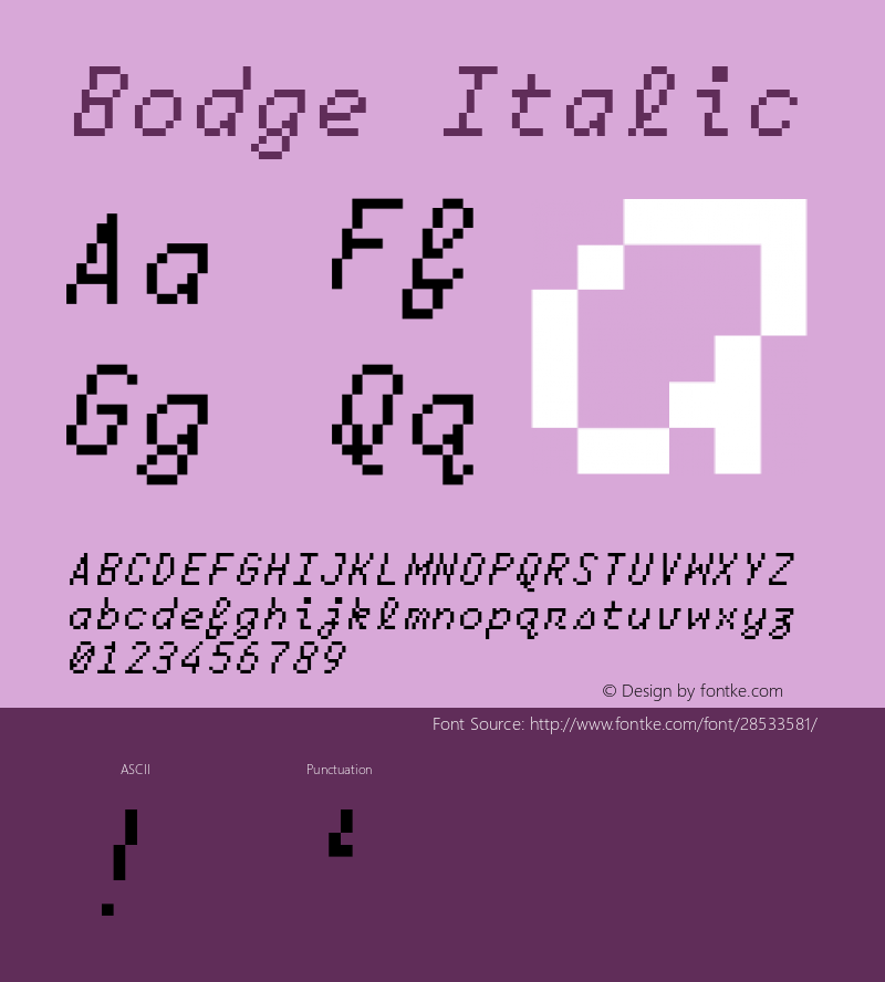 Bodge Italic Version 1.0图片样张