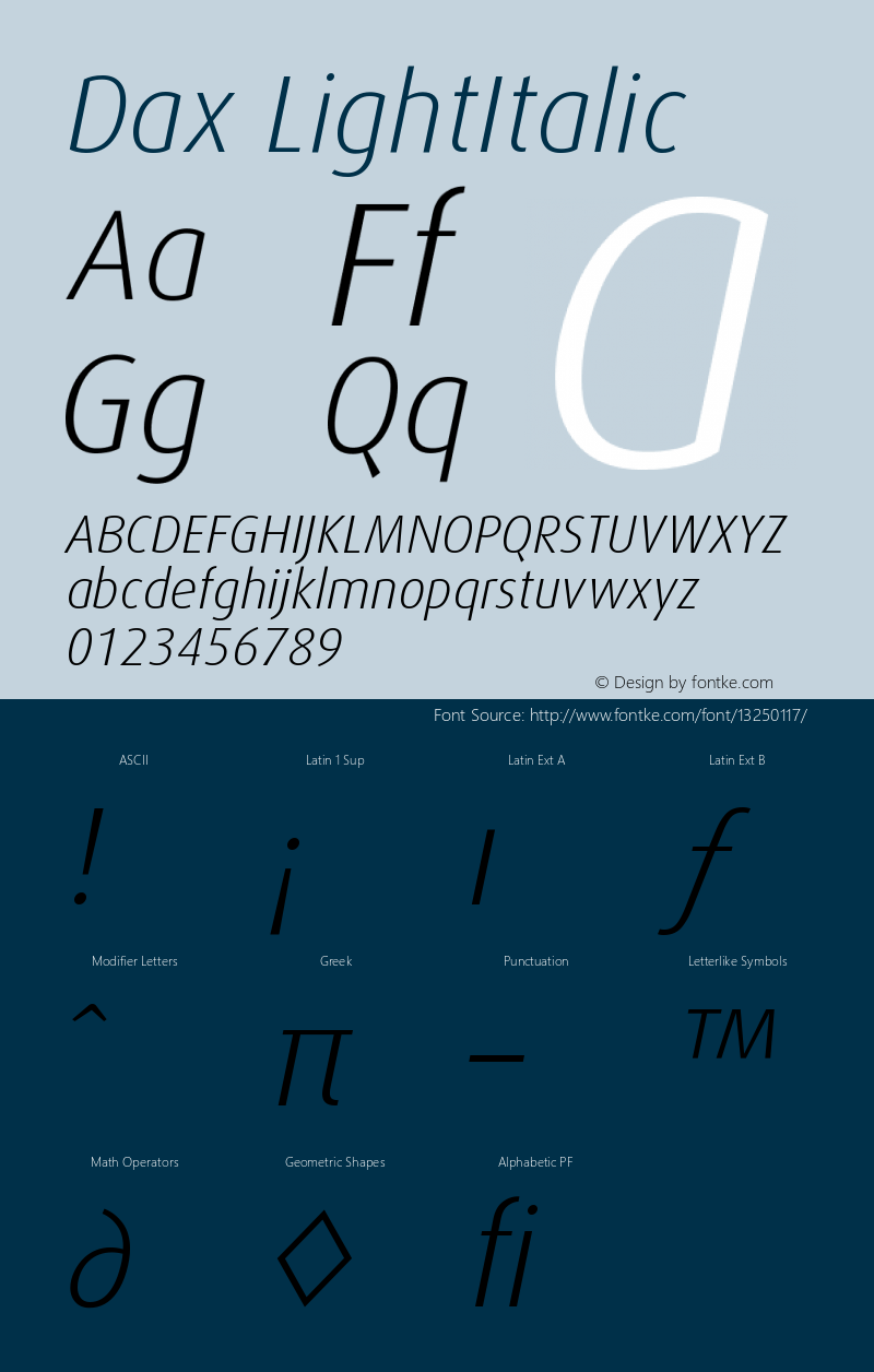 Dax LightItalic Version 001.000图片样张