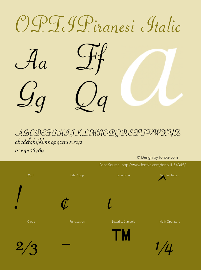 OPTIPiranesi Italic Version 001.000图片样张