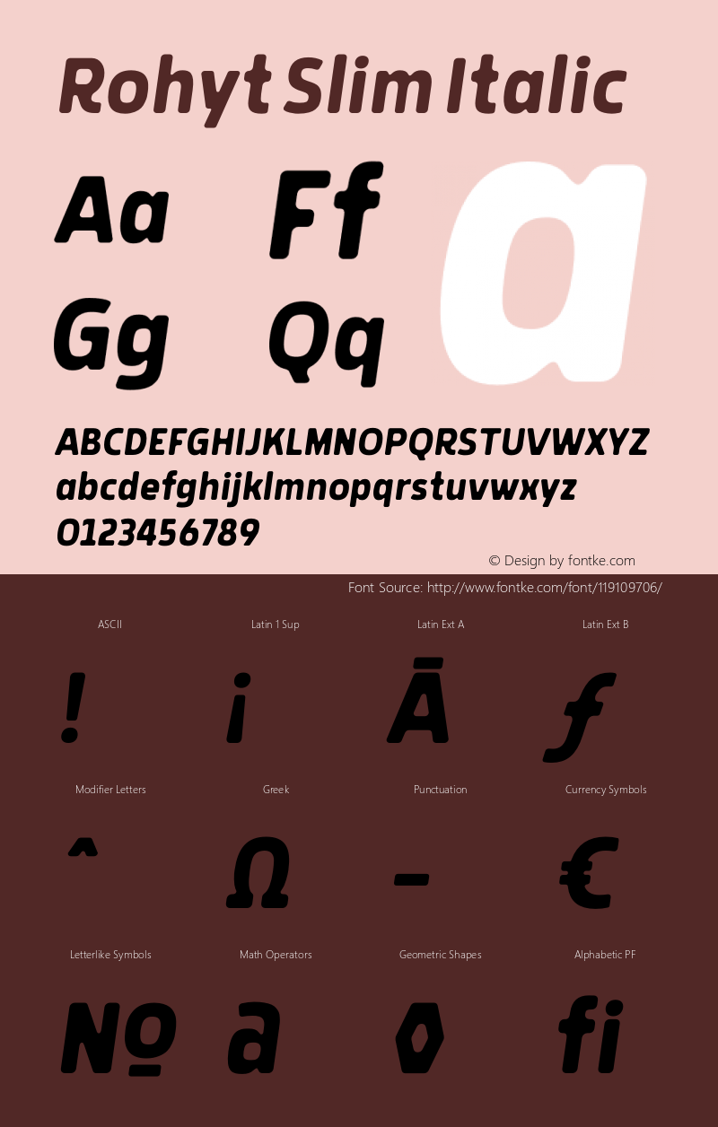 Rohyt Slim Italic Version 1.000; wf-rip图片样张