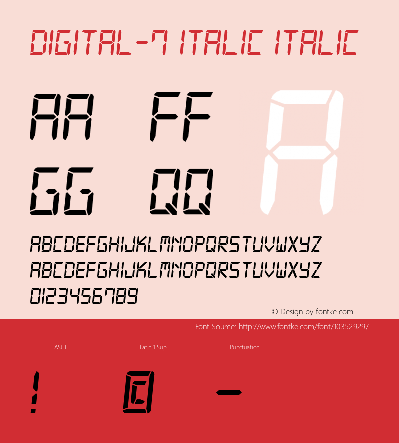 Digital-7 Italic Italic 1.01 Apr 05 12:00:00 2009图片样张