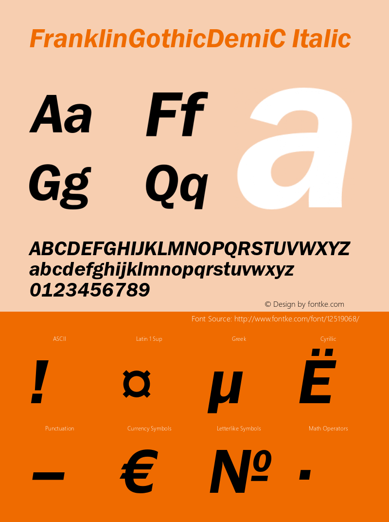 FranklinGothicDemiC Italic OTF 1.0;PS 001.000;Core 116;AOCW 1.0 161图片样张