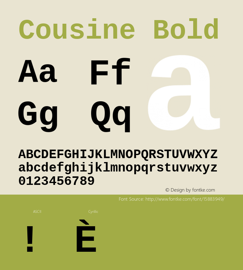 Cousine Bold Version 1.21; ttfautohint (v1.4.1)图片样张