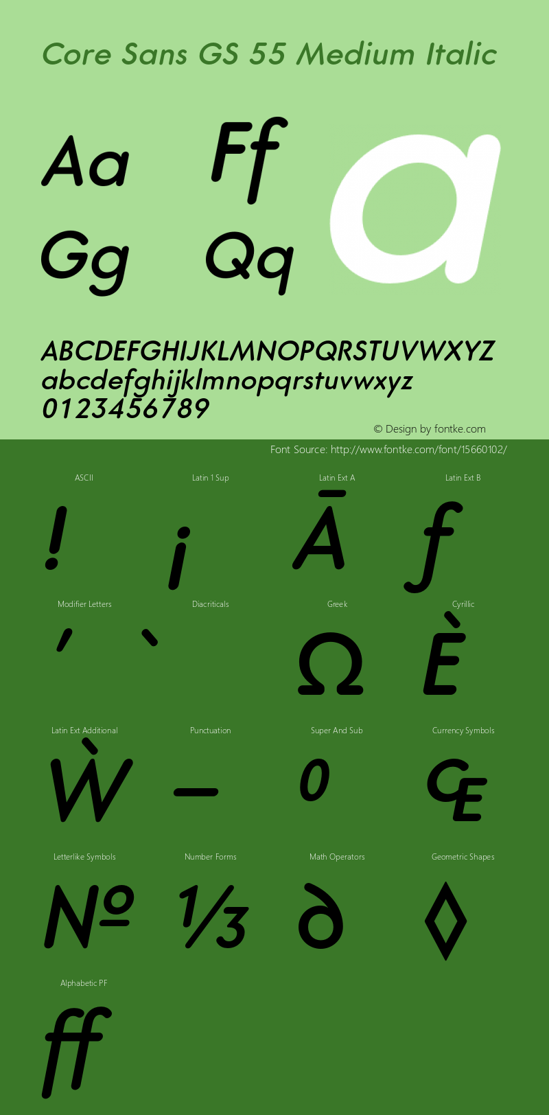 Core Sans GS 55 Medium Italic Version 1.001图片样张