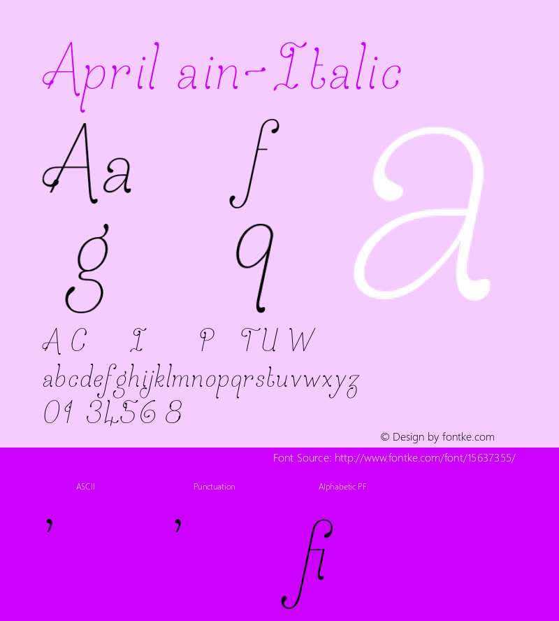 AprilRain-Italic ☞ Version 001.001 ;com.myfonts.easy.scrowleyfonts.april-rain.italic.wfkit2.version.3ZPi图片样张