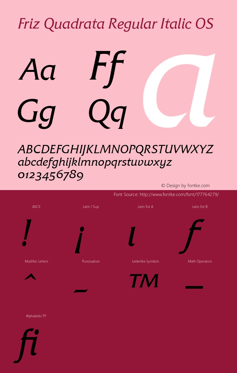 Friz Quadrata Regular Italic OS 001.005图片样张