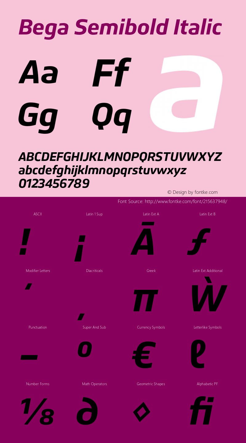 Bega Semibold Italic Version 1.0图片样张