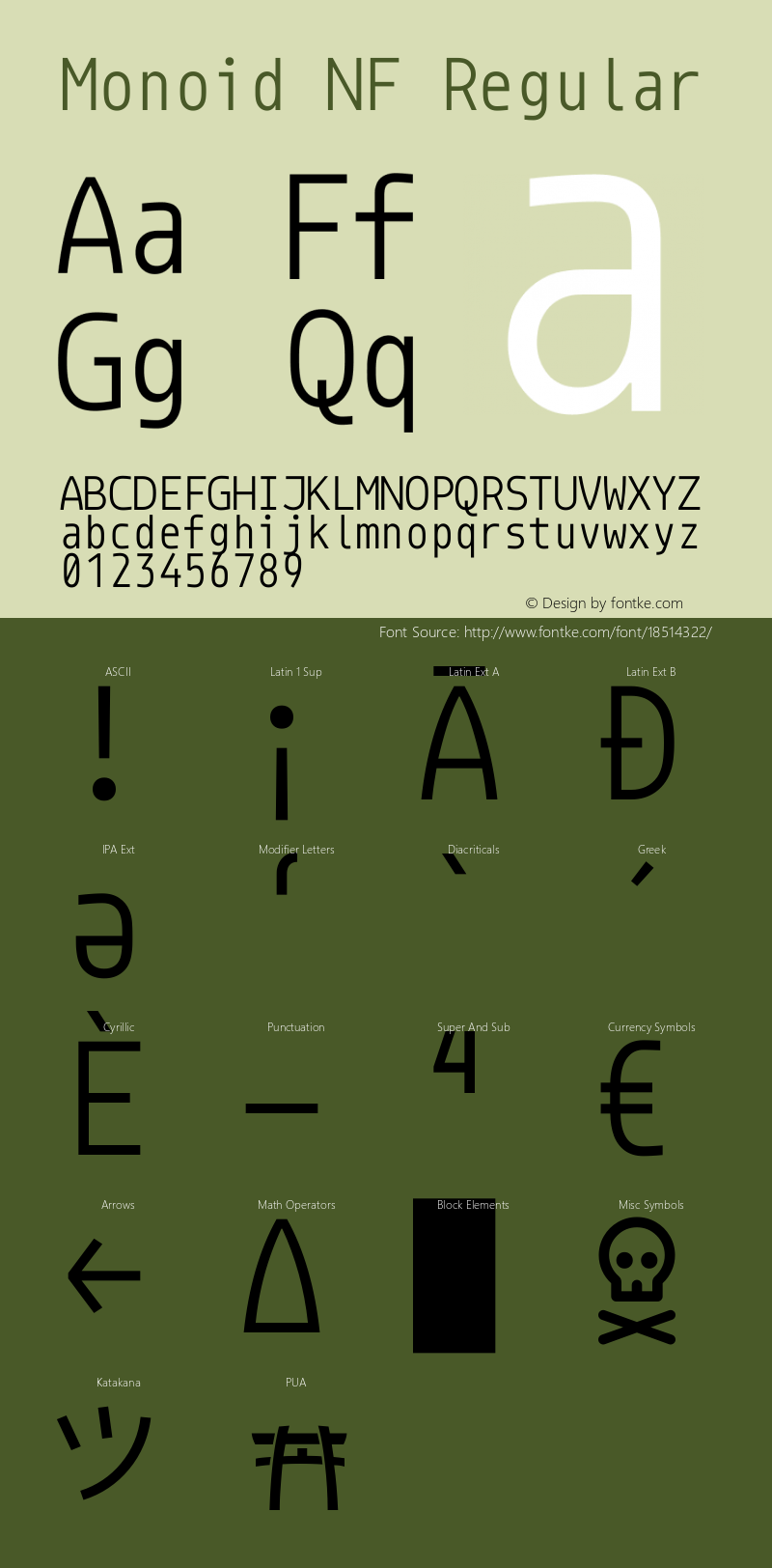 Monoid NF Regular Version 0.61;Nerd Fonts 0.8.图片样张