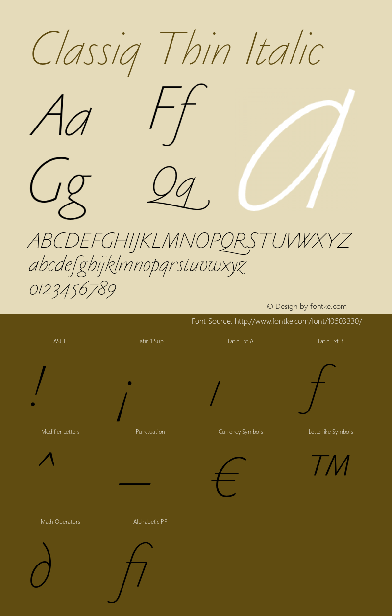 Classiq Thin Italic Version 4.030图片样张