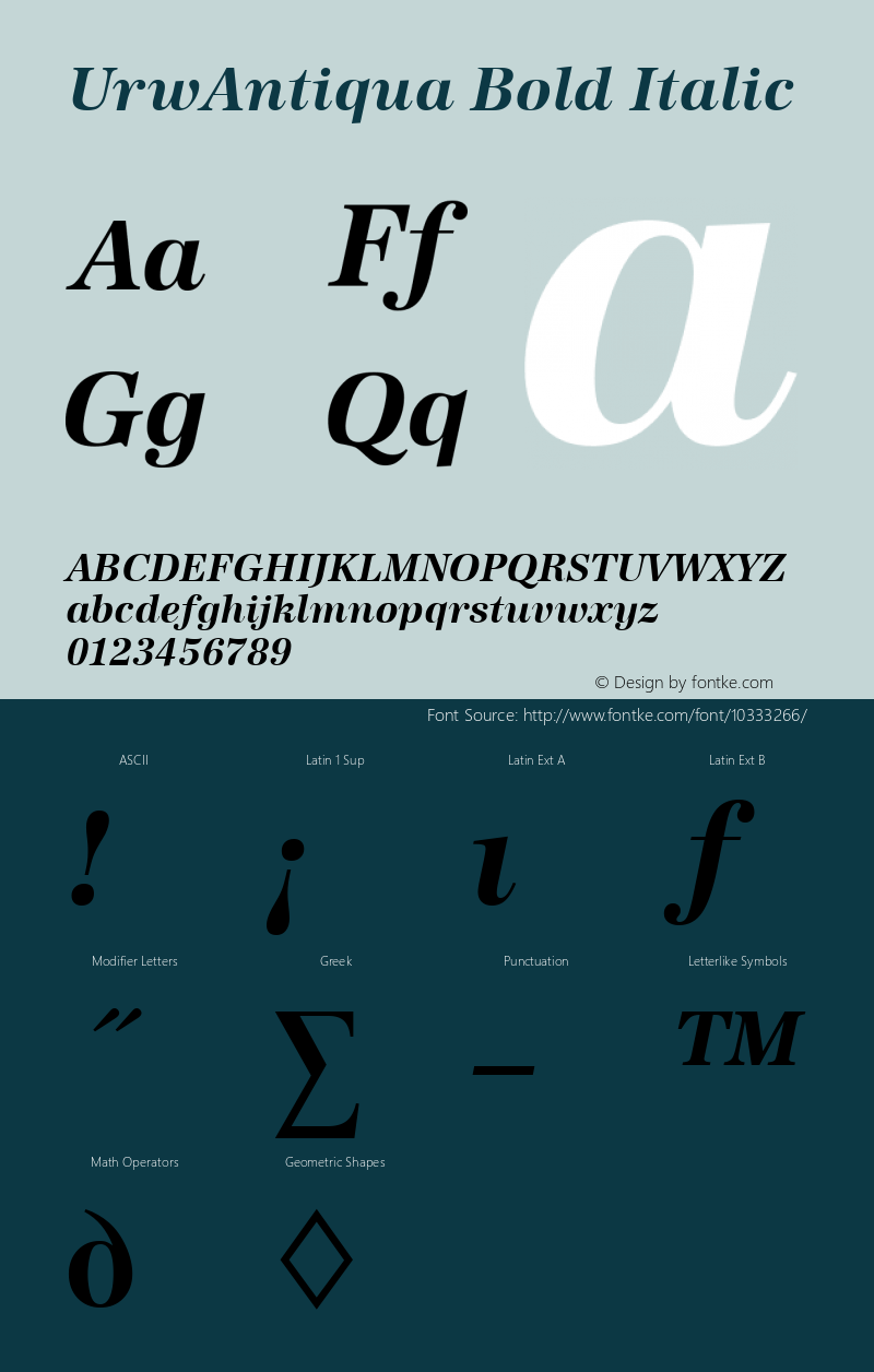 UrwAntiqua Bold Italic Altsys Fontographer 3.5  4/10/93图片样张