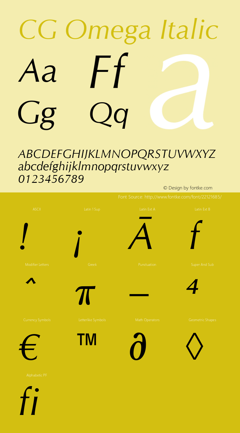 CG Omega Italic Version 1.3 (Hewlett-Packard)图片样张