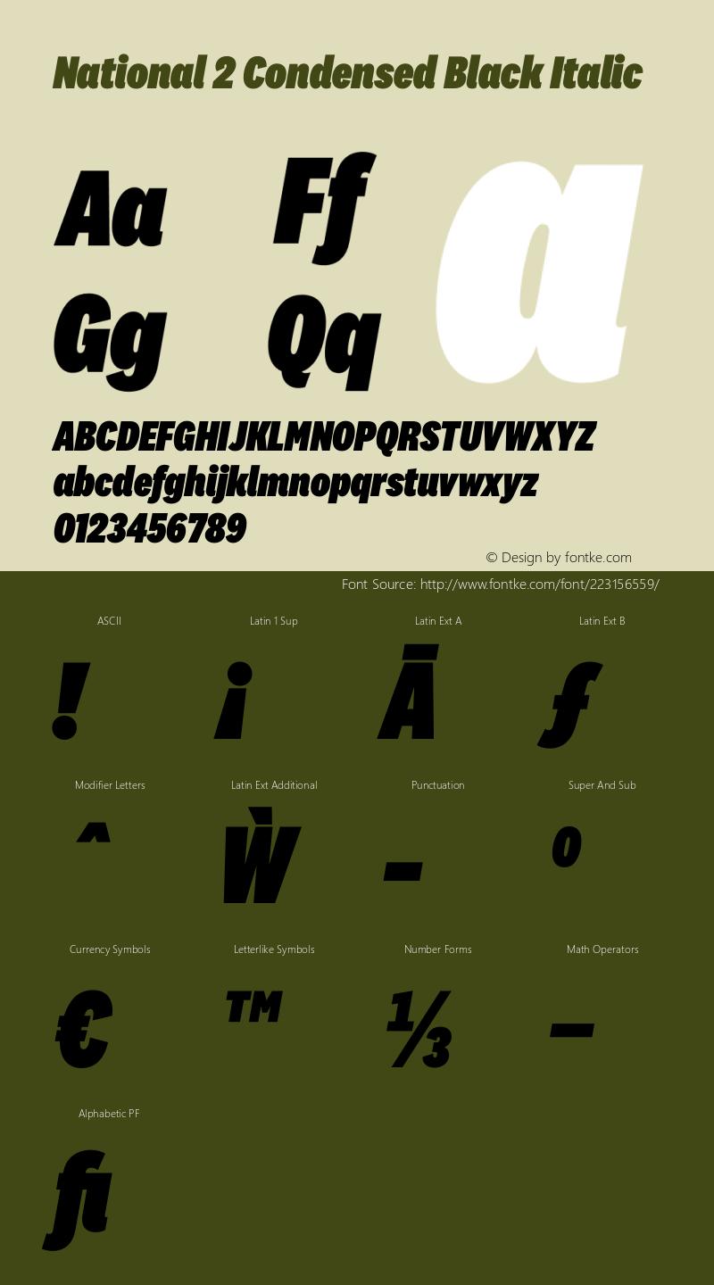 National 2 Condensed Black Italic Version 1.004;hotconv 1.0.116;makeotfexe 2.5.65601图片样张