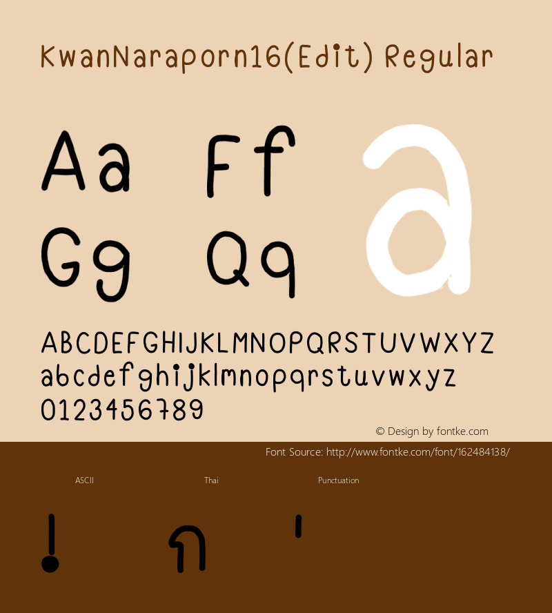 KwanNaraporn16(Edit) Version 1.002;September 27, 2020;FontCreator 13.0.0.2645 64-bit图片样张