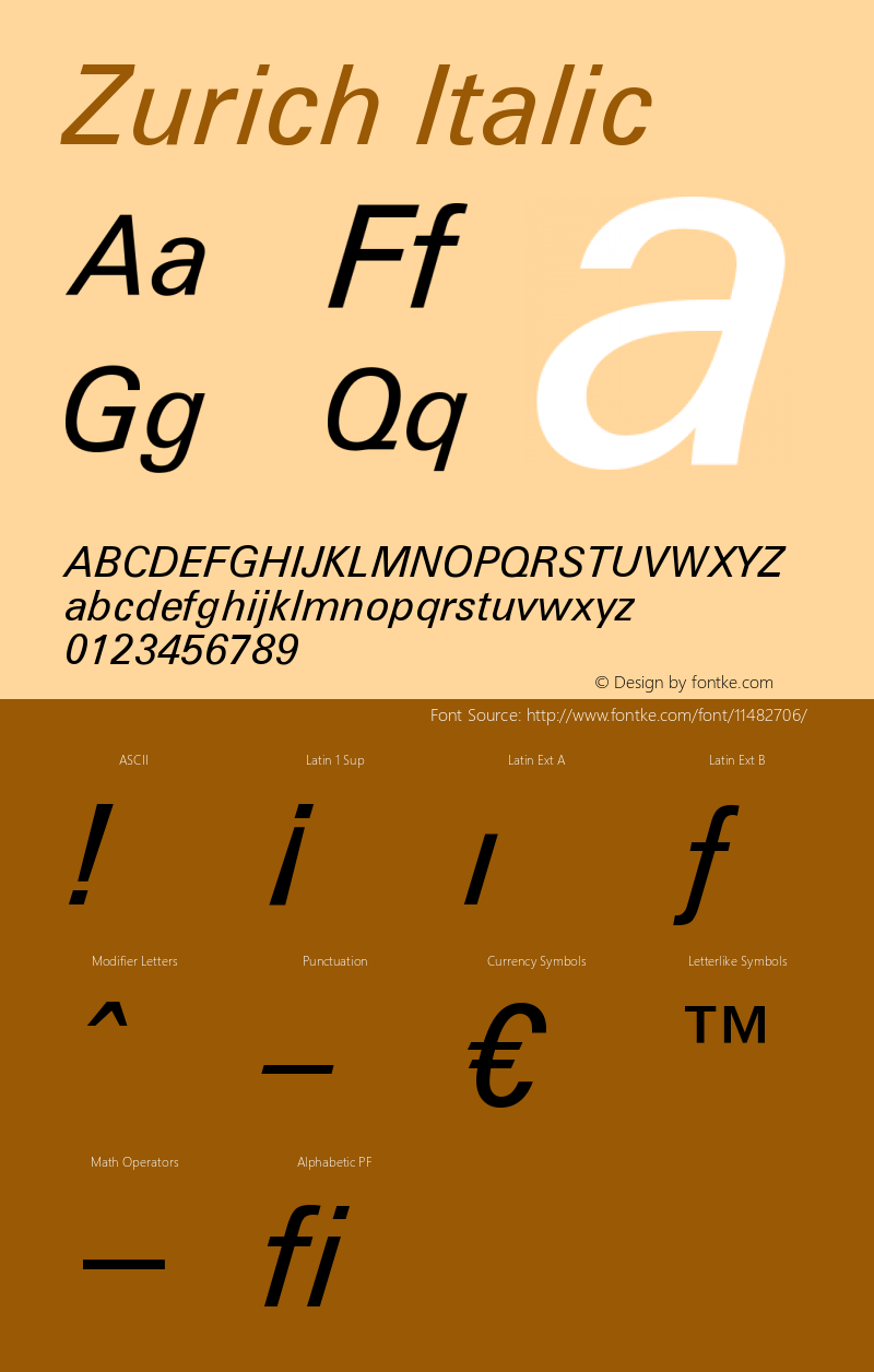 Zurich Italic Version 003.001图片样张