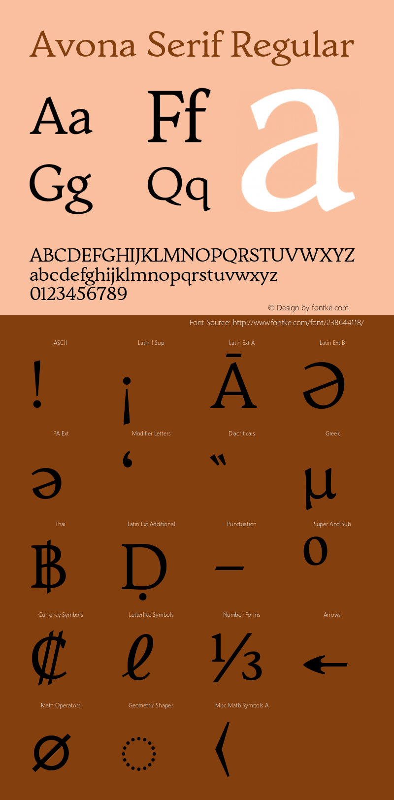 Avona Serif Regular Version 1.000;FEAKit 1.0图片样张