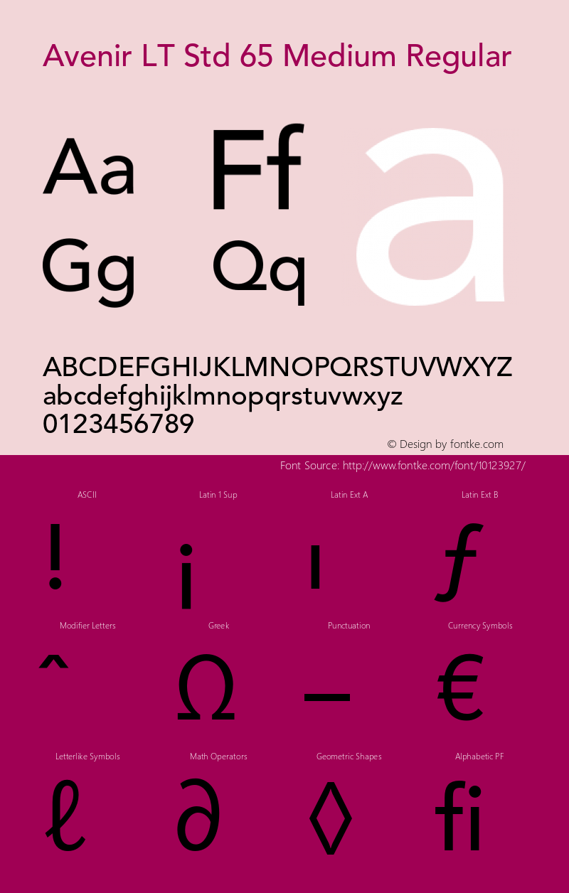 Avenir LT Std 65 Medium Regular OTF 1.029;PS 001.001;Core 1.0.33;makeotf.lib1.4.1585图片样张