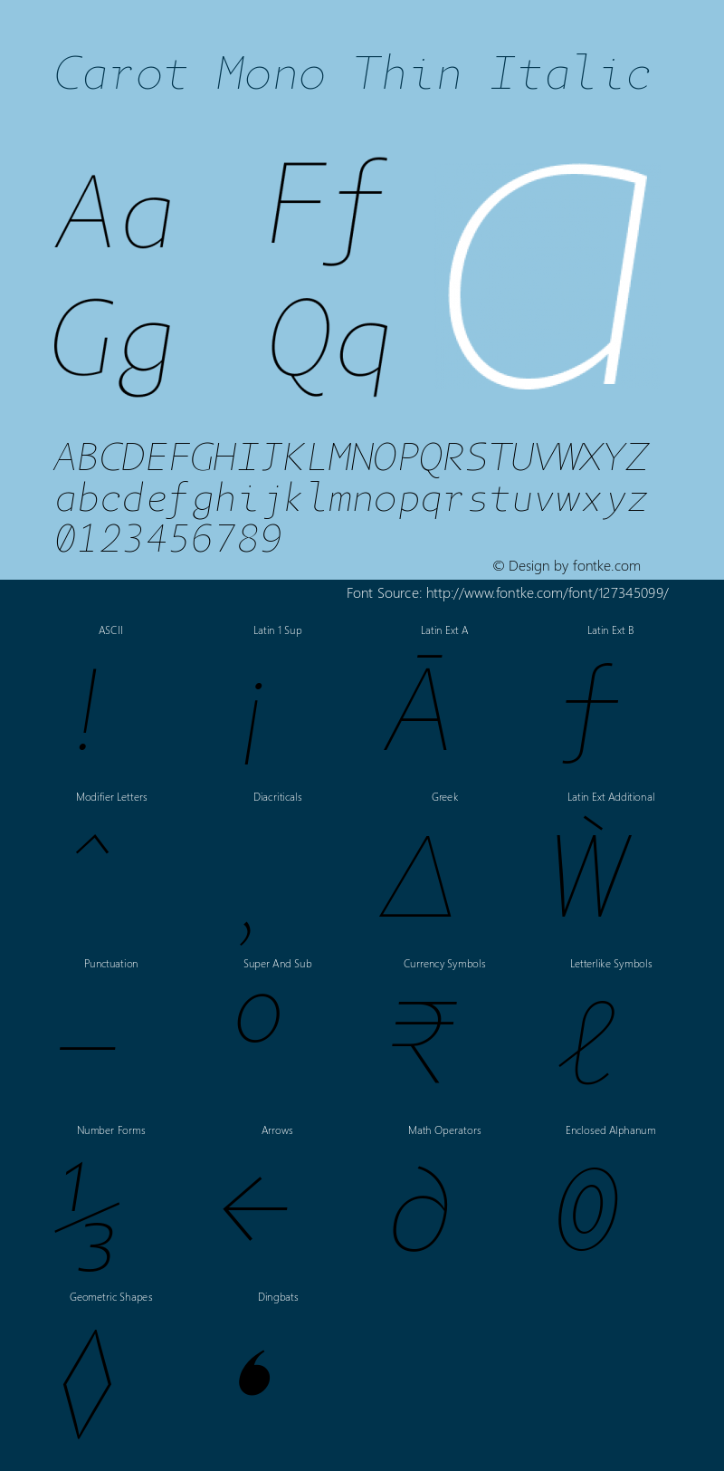 Carot Mono Thin Italic Version 1.000图片样张