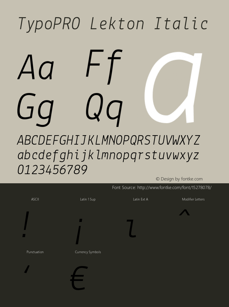 TypoPRO Lekton Italic Version 3.000图片样张