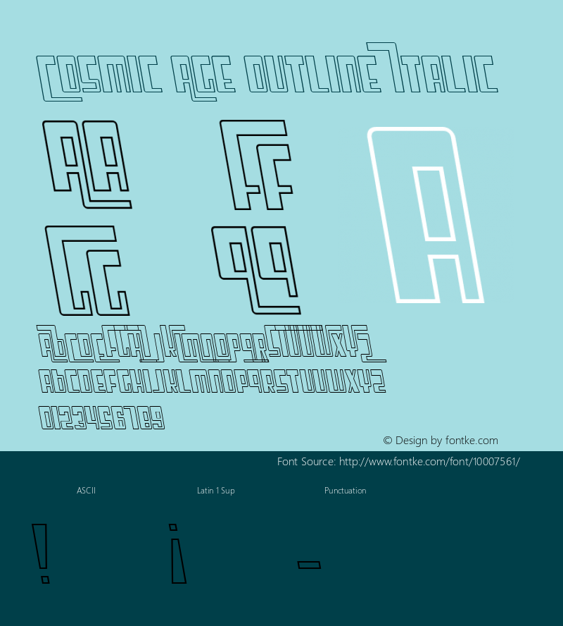 Cosmic Age Outline Italic Macromedia Fontographer 4.1 2/10/99图片样张