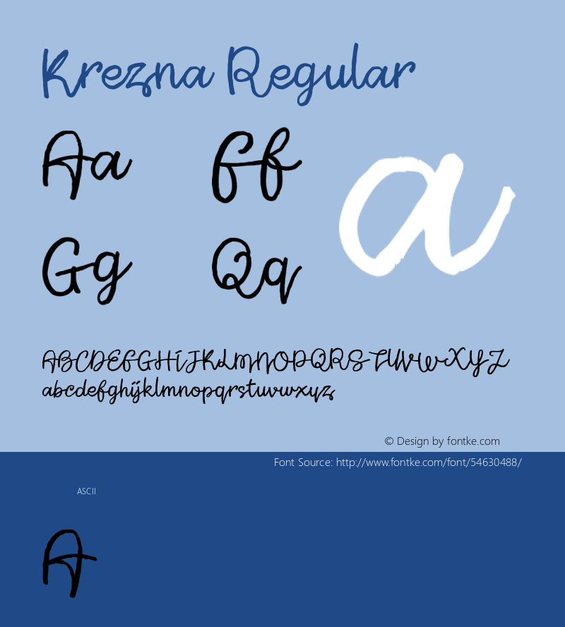 Krezna Version 1.00;January 31, 2020;FontCreator 11.5.0.2422 32-bit图片样张